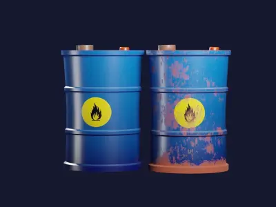 Stylized Low-poly Oil Barrel 3D Model Low-poly 3D model