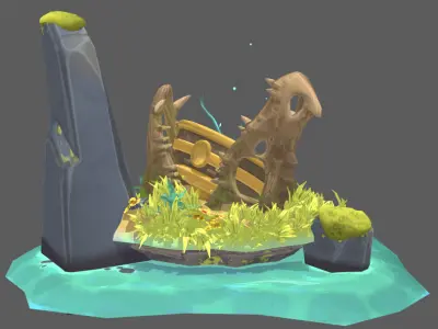 Spring of Life Resurrection Point The Land of Healing Low-poly 3D model