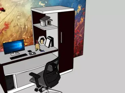 Modern Computer Table 3D Model  SketchUp Format 3D model