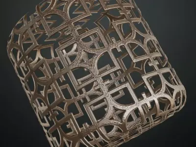 Interlocking Geometric Mesh Metal Guard PBR Seamless Texture