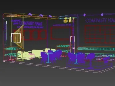 Booth Exhibition Stand Stall 9x6m Height 400 cm 2 Side Open 3D model