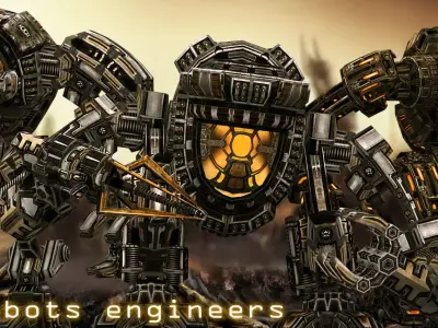 Mech robots engineers Low-poly 3D model