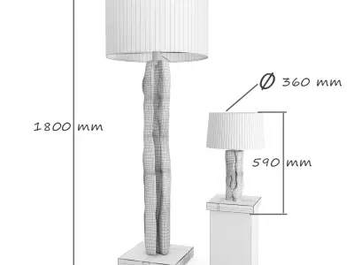 Floor lamp and lamp made of solid teak  Ravilla 3D model