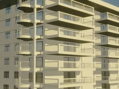 Apartment residential building with balconies 3D model