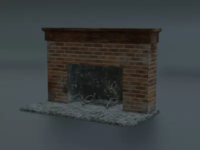 FirePlace brick Free low-poly 3D model