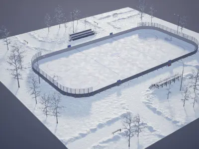 Hockey set 1 Game Ready UE Low-poly 3D model