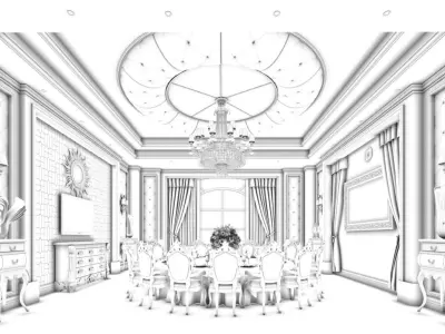 Business Restaurant - Coffee - Banquet  48 3D model