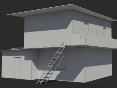 slum h brick house with ladder Low-poly 3D model