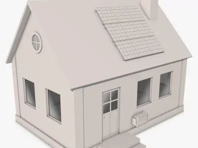 House with Solar Panel 3D model