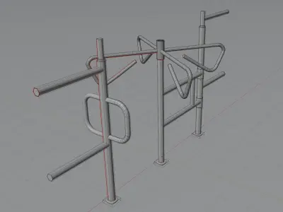 Turnstile 3D model animated subdivision Supermarket museum Low-poly 3D model