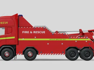 Fire and Rescue Wrecker Unit Low-poly 3D model