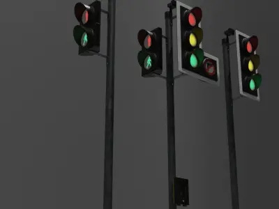 UK traffic Lights Low poly Low-poly 3D model