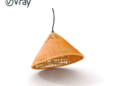 Modern Rattan Pendant Light Model Pack Low-poly 3D model