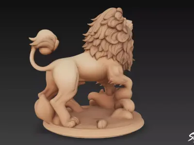 Lion Statue V26 Low-poly 3D model