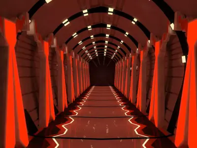 Sci Fi Corridor Low-poly 3D model 4