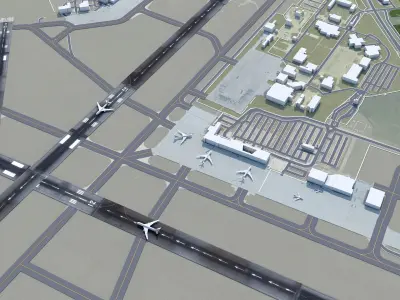 Abraham Lincoln Capital Airport Springfield 10km Low-poly 3D model