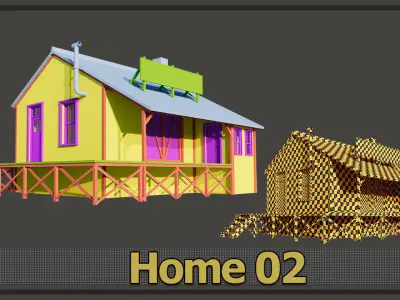 Wooden house Low-poly 3D model 3