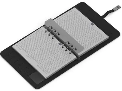 Leather Black Organizer Open 3D model