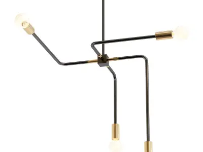 odder three light chandelier - gold 3D model