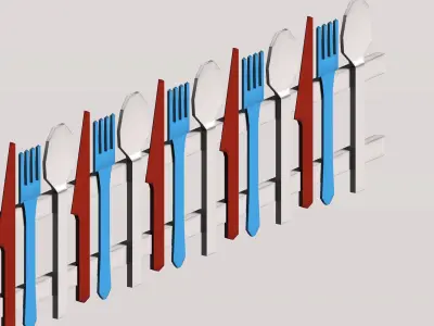 Modular spoon and forty style fence set Low-poly 3D model