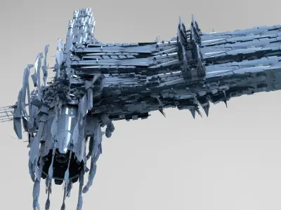 Alien mothership harvester space fusalage Low-poly 3D model