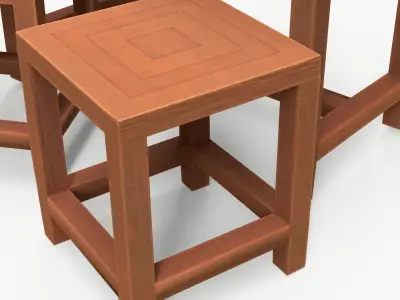 Wood Table And Chair  3D model