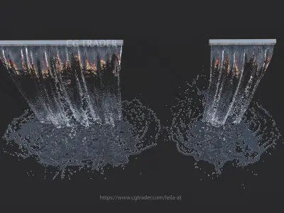 collection waterfall Fountains cascade  - 12  3D model