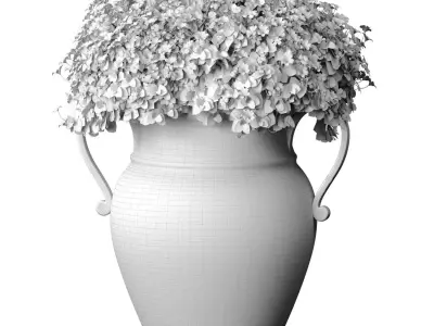 Bouquet of flowers in floor vase pot for decorating  3D model