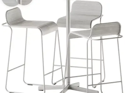 Neu Round Table High by Hay and Flow Aluminium Stool 3D model