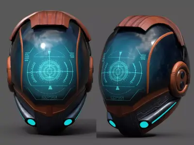 Helmet scifi fantasy pilot cyborg robot military combat soldier  Low-poly 3D model