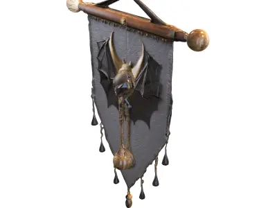 Dark Dragon Wall Banner Low-poly 3D model
