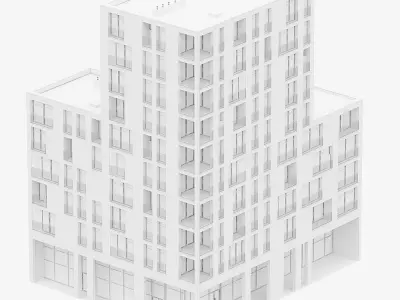 Modern residential building 01 - night 3D model