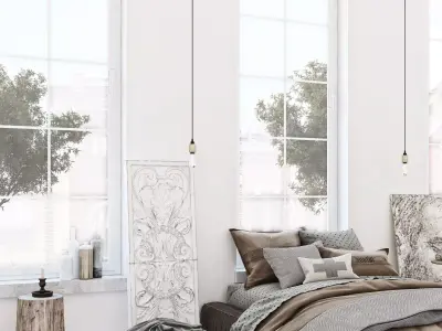 Scandinavian Bedroom Scene 3D model