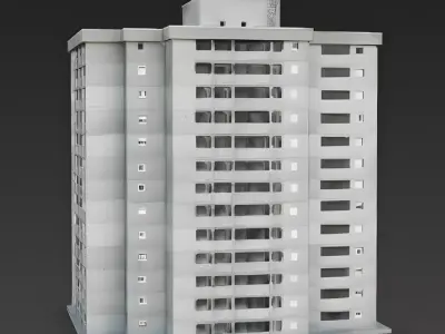 Brutalist Concrete Apartment Tower 3D Model Low-poly 3D model