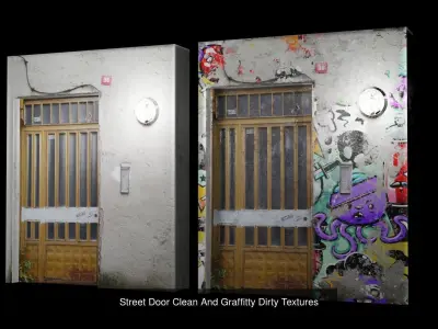 9 Street Doors Clean And Dirty Textures 3D Model Pack