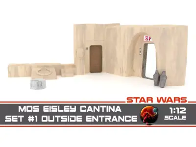 Set 1 Cantina main Entrance Outside 1-12 scale Blackseries 3D Model Pack