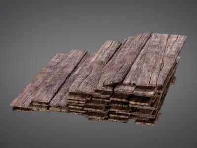 Cutted Wood Stacks Planks AAA PBR Game Ready Asset Low-poly 3D model
