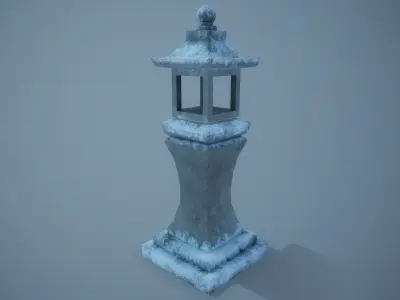 Stone Asian Lantern Low-poly 3D model