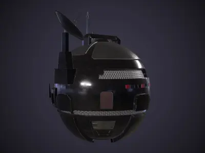 DDB2B spacecraft with radio antenna Low-poly 3D model