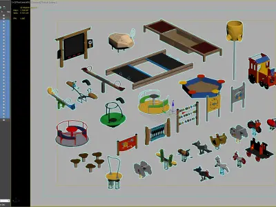 Comprehensive Kids Outdoor Playground Collection 3D model
