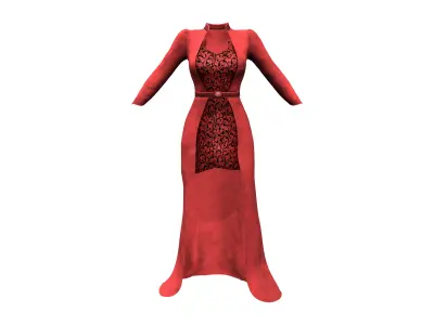 Overdress Gown with Belt Low-poly 3D model