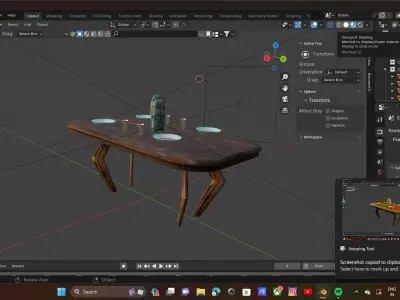 Table and pleats Low-poly 3D model