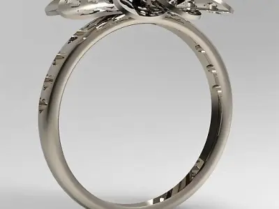 Flower ring 3D print model 14