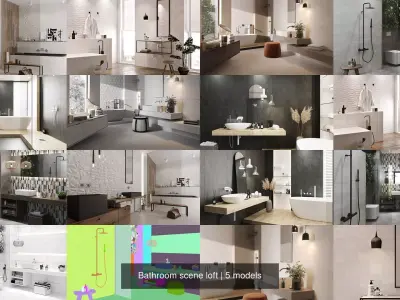 Bathroom scene loft 3D Model Pack