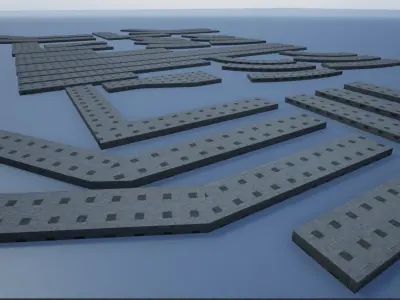 Lowpoly Modular PBR Pavements 3 Low-poly 3D model