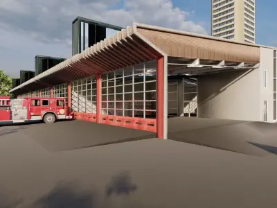 FireStation Building 01 Low-poly 3D model