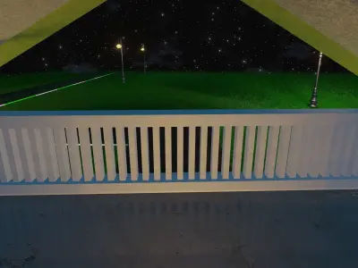 House at night with a starry sky landscape 3D model