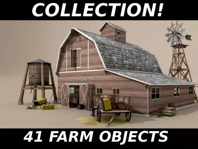 Farm Assets Low-poly 3D model