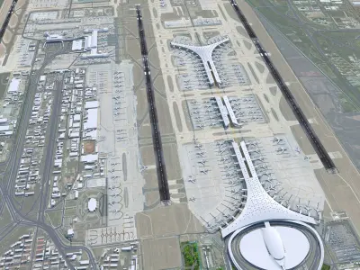 Beijing Airport 10km Low-poly 3D model