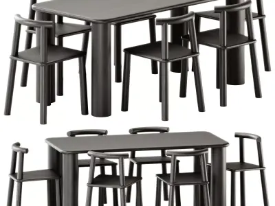 MIDI Open back chair and Found COMMUNE Small Table by Found 3D model